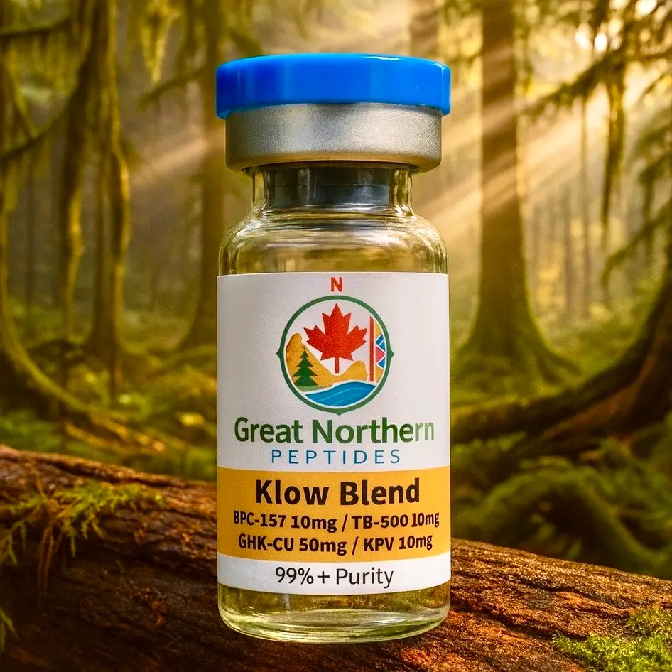 Buy Klow Blend peptide in Canada – TB-500, BPC-157, GHK-Cu, and KPV formula for healing, skin repair, and inflammation support.