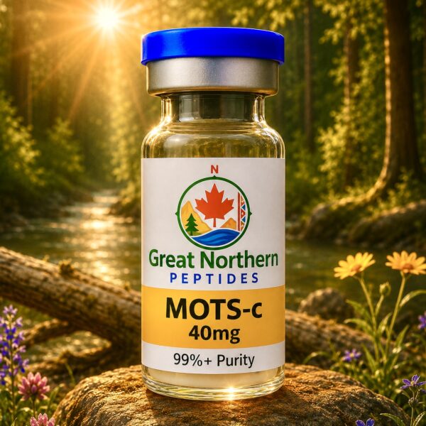 Buy MOTS-C peptide in Canada – Great Northern Peptides 40mg vial for energy, metabolism, and cellular support.