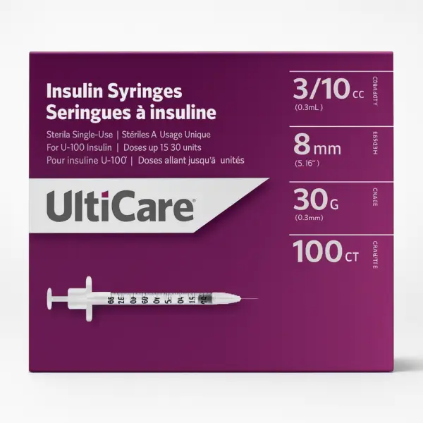 Buy insulin syringes 0.3mL 100 box in Canada – 8mm 30G sterile needles for peptide use from Great Northern Peptides.