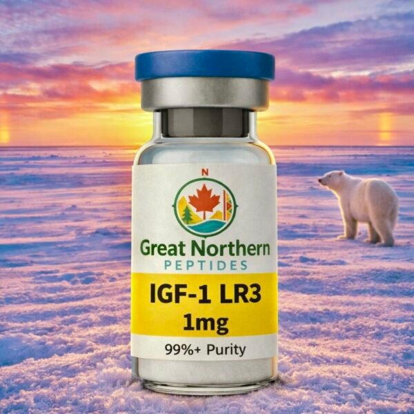 IGF-1 LR3 1mg peptide vial by Great Northern Peptides – insulin-like growth factor for muscle growth and recovery research in Canada