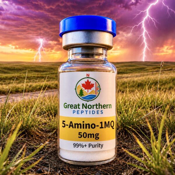 5-Amino-1MQ 50mg peptide vial from Great Northern Peptides Canada for metabolic and body composition research.